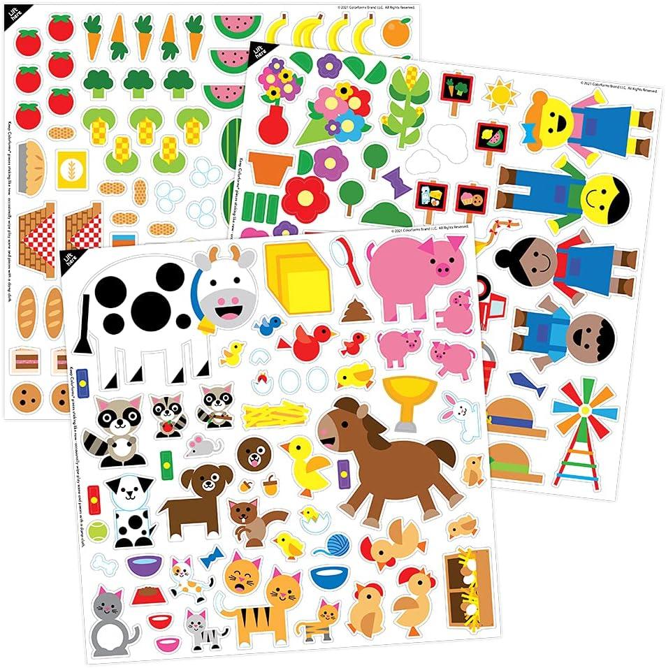 image:imageColorforms Stickers for Kids Sticker Book Farm Picture Playset Arts and Crafts Toddler Stickers Repositionable Pieces for Endless Story Fun for Boys and Girls Ages 3