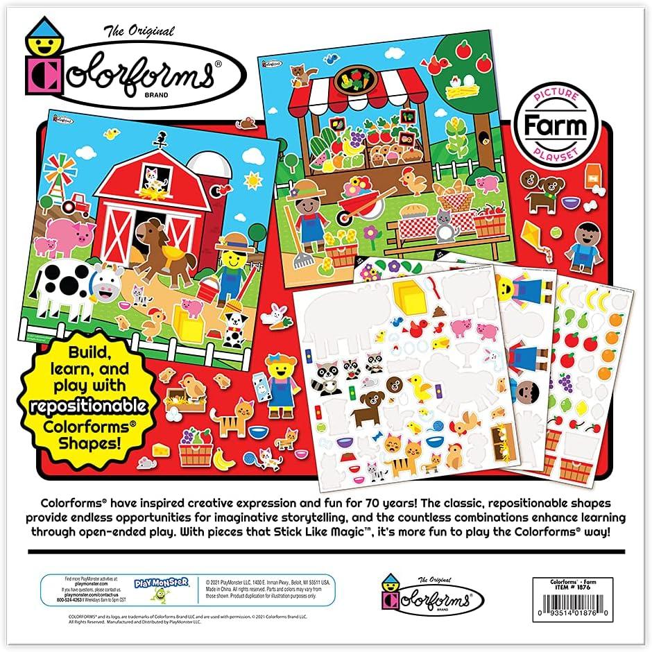 image:imageColorforms Stickers for Kids Sticker Book Farm Picture Playset Arts and Crafts Toddler Stickers Repositionable Pieces for Endless Story Fun for Boys and Girls Ages 3