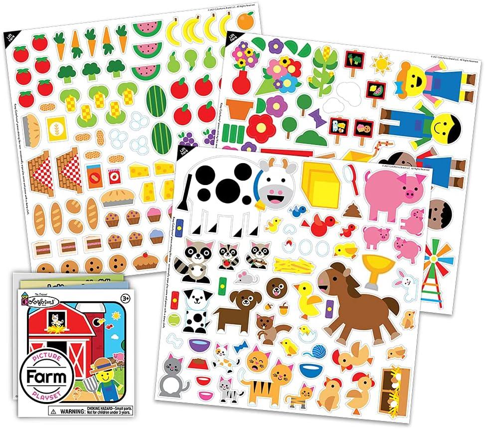 image:imageColorforms Stickers for Kids Sticker Book Farm Picture Playset Arts and Crafts Toddler Stickers Repositionable Pieces for Endless Story Fun for Boys and Girls Ages 3