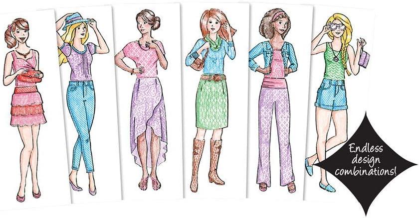 image:imageFashion Plates Classic Girls Fashion MixandMatch Drawing Kit Arts and Crafts Coloring Art Supplies Craft Supplies Stencils Crayons Included Create Your Own Fashion Designs Ages 6Classic