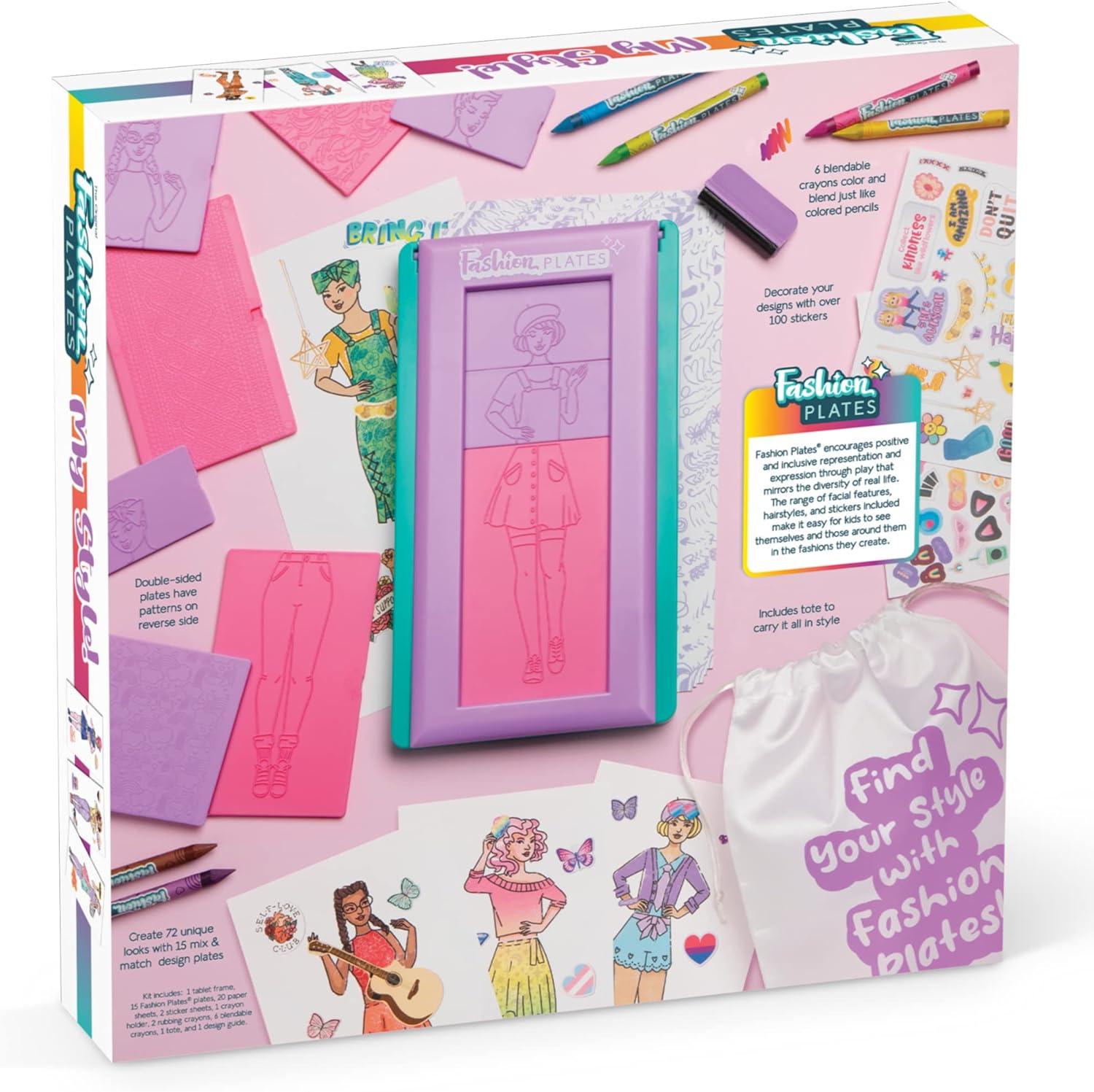 image:imageFashion Plates Classic Girls Fashion MixandMatch Drawing Kit Arts and Crafts Coloring Art Supplies Craft Supplies Stencils Crayons Included Create Your Own Fashion Designs Ages 6My Style