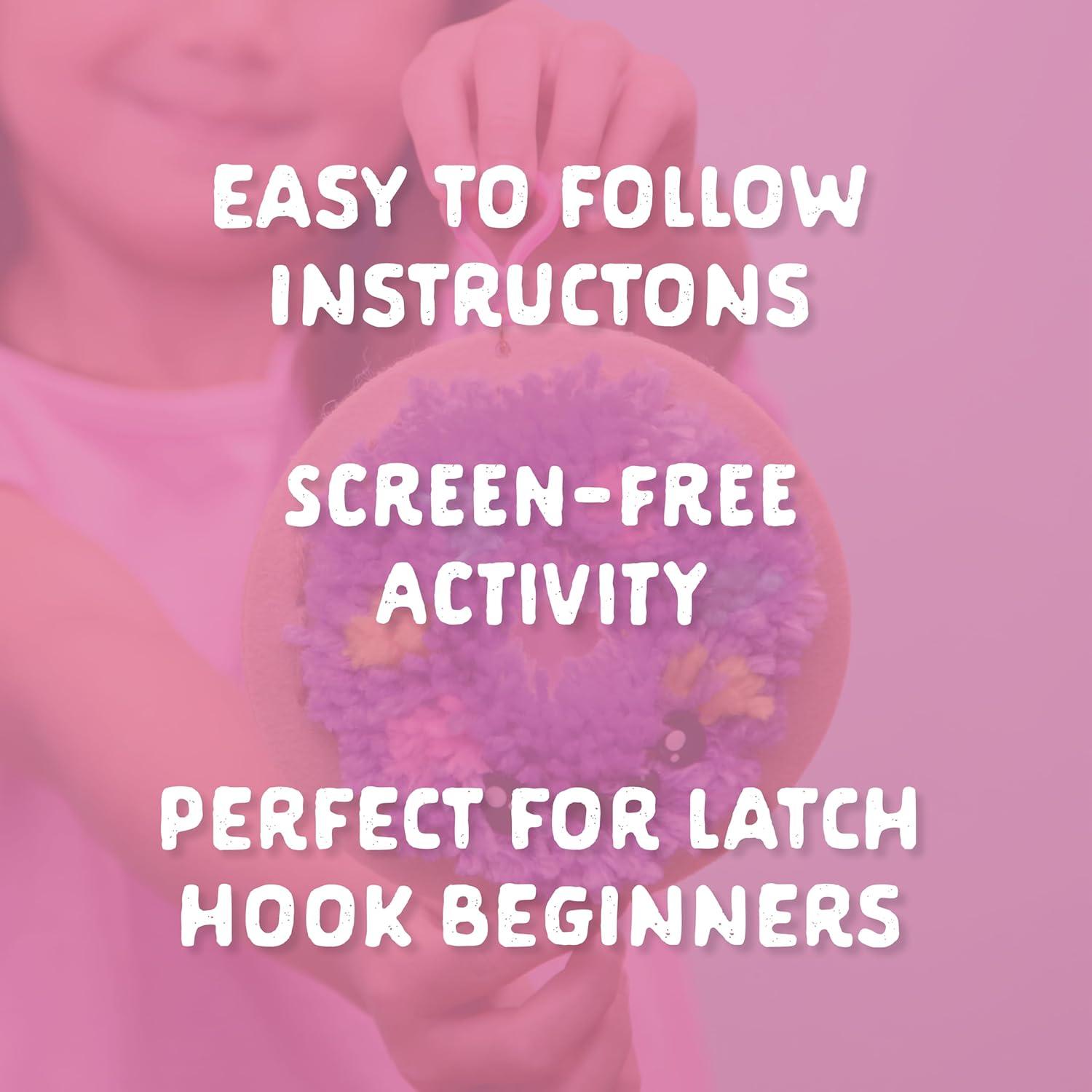 image:imageLatchKits Strawberry Pillow Latch Hook Kits for Kids Arts and Crafts Yarn Art Kids Crafts Toys for Girls Birthday Gift for Girls Easy to Follow Pattern Hook Included Craft Kits Ages 6Mini Donut