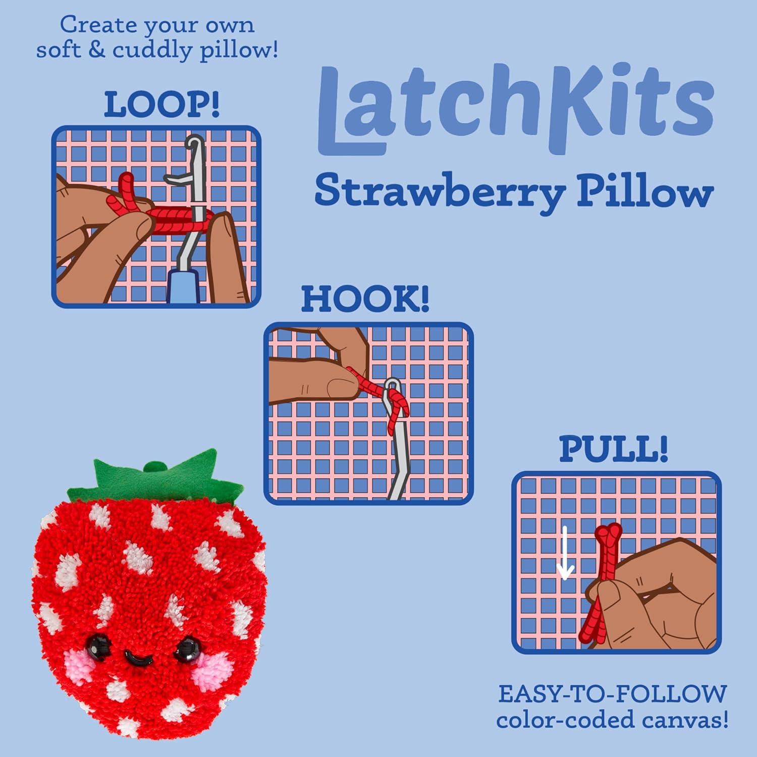 image:imageLatchKits Strawberry Pillow Latch Hook Kits for Kids Arts and Crafts Yarn Art Kids Crafts Toys for Girls Birthday Gift for Girls Easy to Follow Pattern Hook Included Craft Kits Ages 6Strawberry Pillow