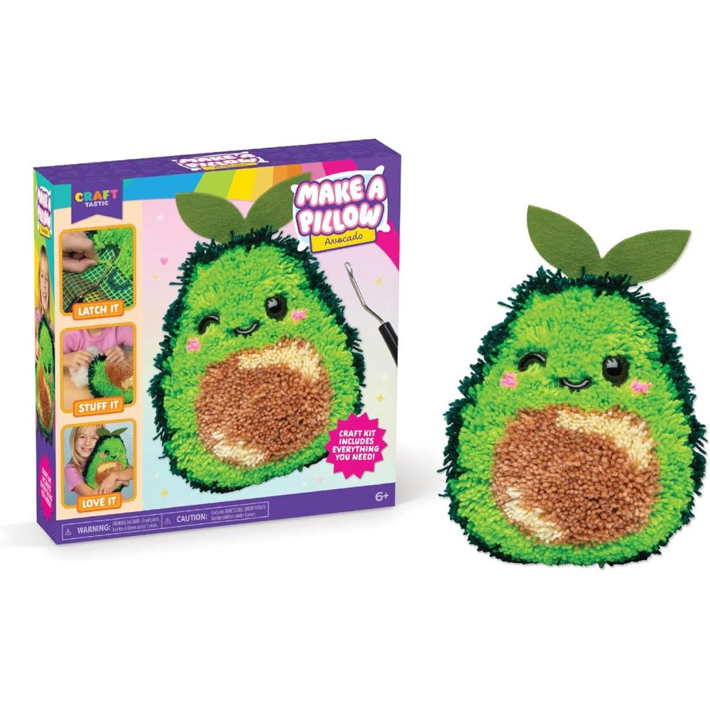 image:imageLatchKits Strawberry Pillow Latch Hook Kits for Kids Arts and Crafts Yarn Art Kids Crafts Toys for Girls Birthday Gift for Girls Easy to Follow Pattern Hook Included Craft Kits Ages 6Avocado Pillow