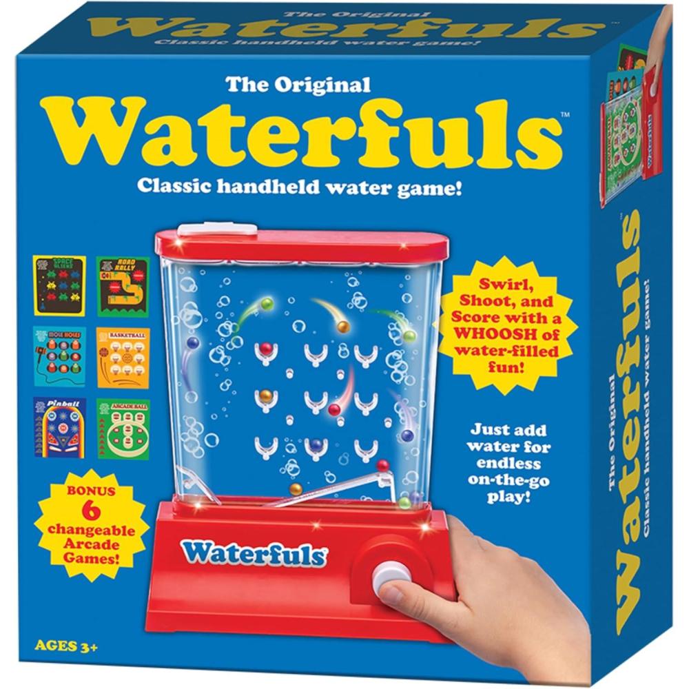 image:imagePlaymonster Original Waterfuls Classic Handheld Water Games Kids Games Retro Travel Games Fidget Toys for Kids Autism Toys 6 Interchangeable Back Panels Screen Free Play Portable Ages 3Waterfuls