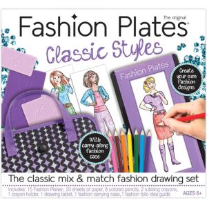 Fashion Plates Classic – Girls Fashion, Mix-and-Match Drawing Kit, Arts and Crafts, Coloring, Art Supplies, Craft Supplies, Stencils, Crayons Included, Create Your Own Fashion Designs, Ages 6+(Classic)