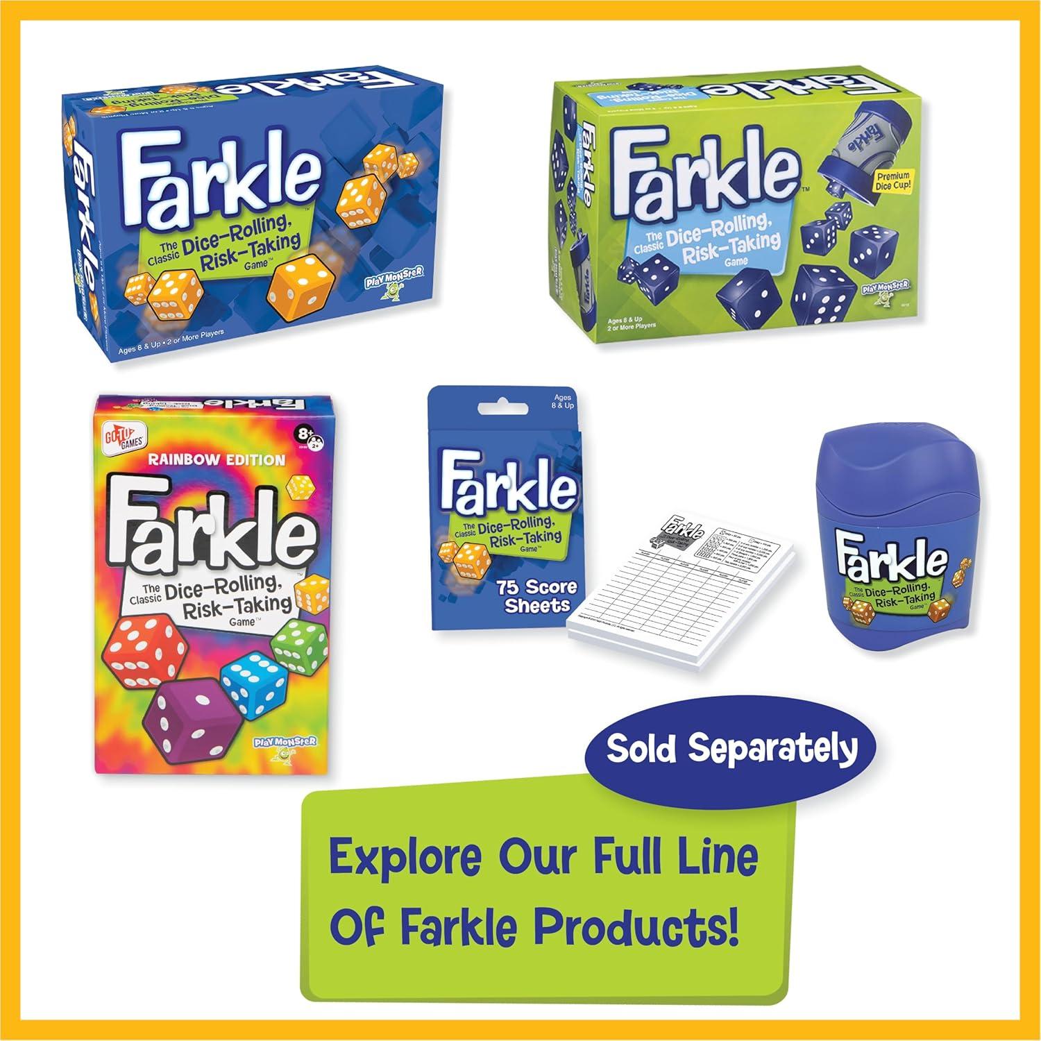 image:imageFarkle Classic Dice Game Rainbow Kids Games Dice Games Family Games Travel Games Adult Games Board Games Dice Cup Dice Set Farkle Score Sheets Included Ages 8Farkle Dice