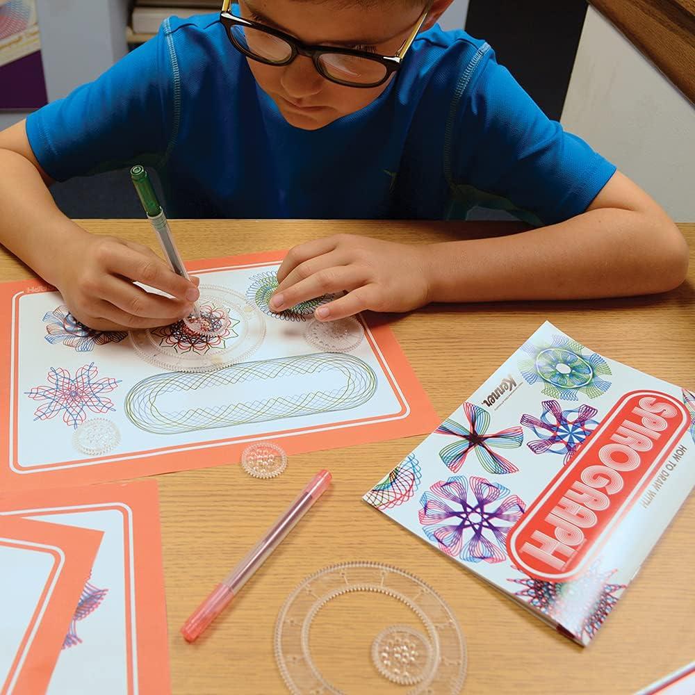 image:imageSpirograph Retro Deluxe Set Arts and Crafts Kids Toys Art Supplies Craft Supplies Drawing Kit Spiral Art Reproduction of Classic Gear Design Kit Pens Design Sheet Included Ages 8