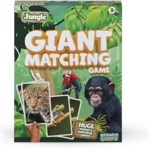 Giant Matching Game, Summer Toys, Game Night, Travel Games, Memory, Learning Game, Jumbo Playing Cards, Card Game for Kids and Adults, Ages 3+(Jungle)