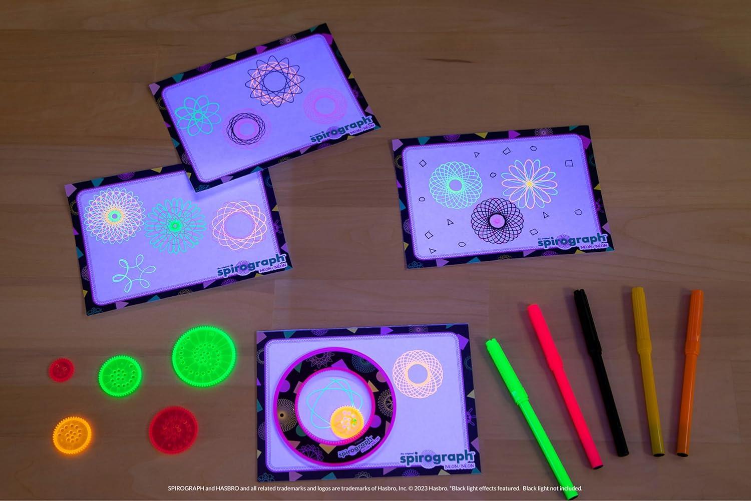 image:imageSpirograph Neon Drawing Set Drawing Kit Arts and Crafts Kids Toys Art Supplies Spiral Art Kids Drawing Kit Neon Markers Design Sheet Included ScreenFree Kids Activities Ages 8NEON
