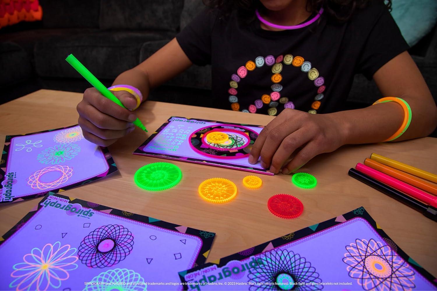 image:imageSpirograph Neon Drawing Set Drawing Kit Arts and Crafts Kids Toys Art Supplies Spiral Art Kids Drawing Kit Neon Markers Design Sheet Included ScreenFree Kids Activities Ages 8NEON
