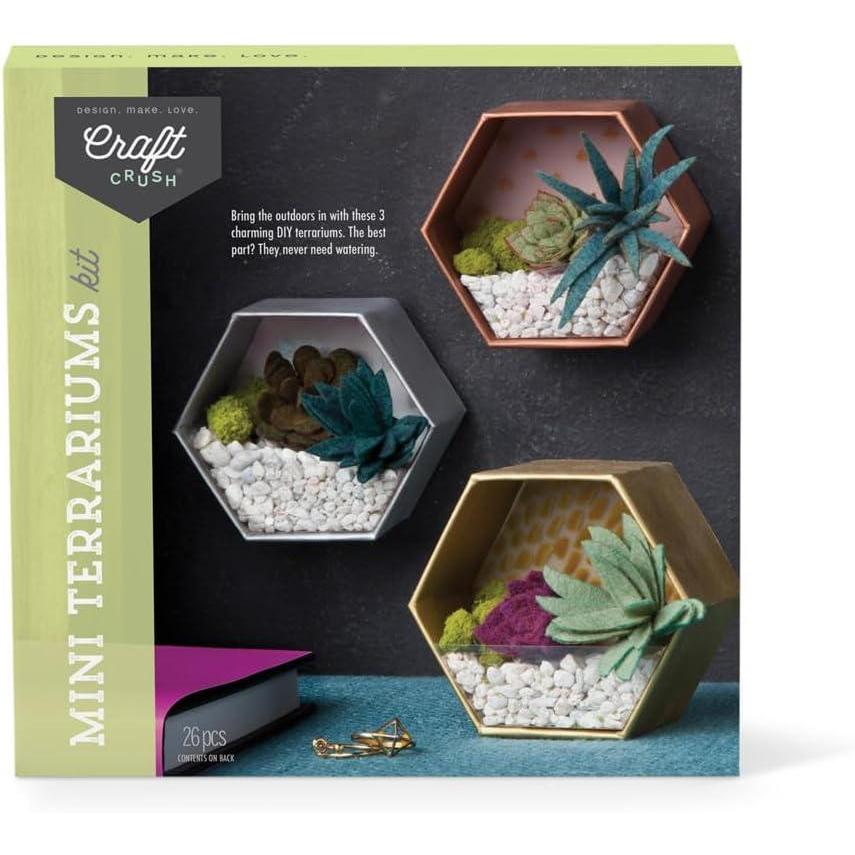 image:imageCraft Crush  Mini Plants Terrariums Easy Fun Arts and Craft Kit  Make 3 Charming Faux Terrariums  For Ages 13 and UpMini
