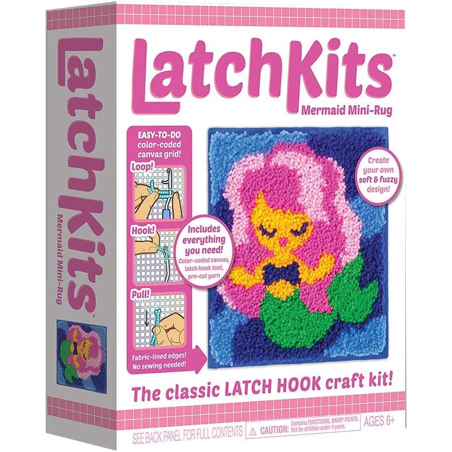 image:imageLatchKits Latch Hook Kits for Kids  Kids Crafts Arts and Crafts Yarn Art Wall Hanging amp MiniRugs Craft Supplies PreCut Yarn Easy to Follow Pattern Hook Included Arts amp Craft Ages 6Mermaid