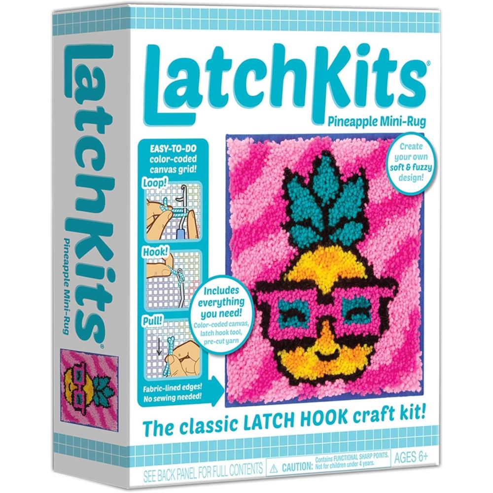 image:imageLatchKits Latch Hook Kits for Kids  Kids Crafts Arts and Crafts Yarn Art Wall Hanging amp MiniRugs Craft Supplies PreCut Yarn Easy to Follow Pattern Hook Included Arts amp Craft Ages 6Pineapple
