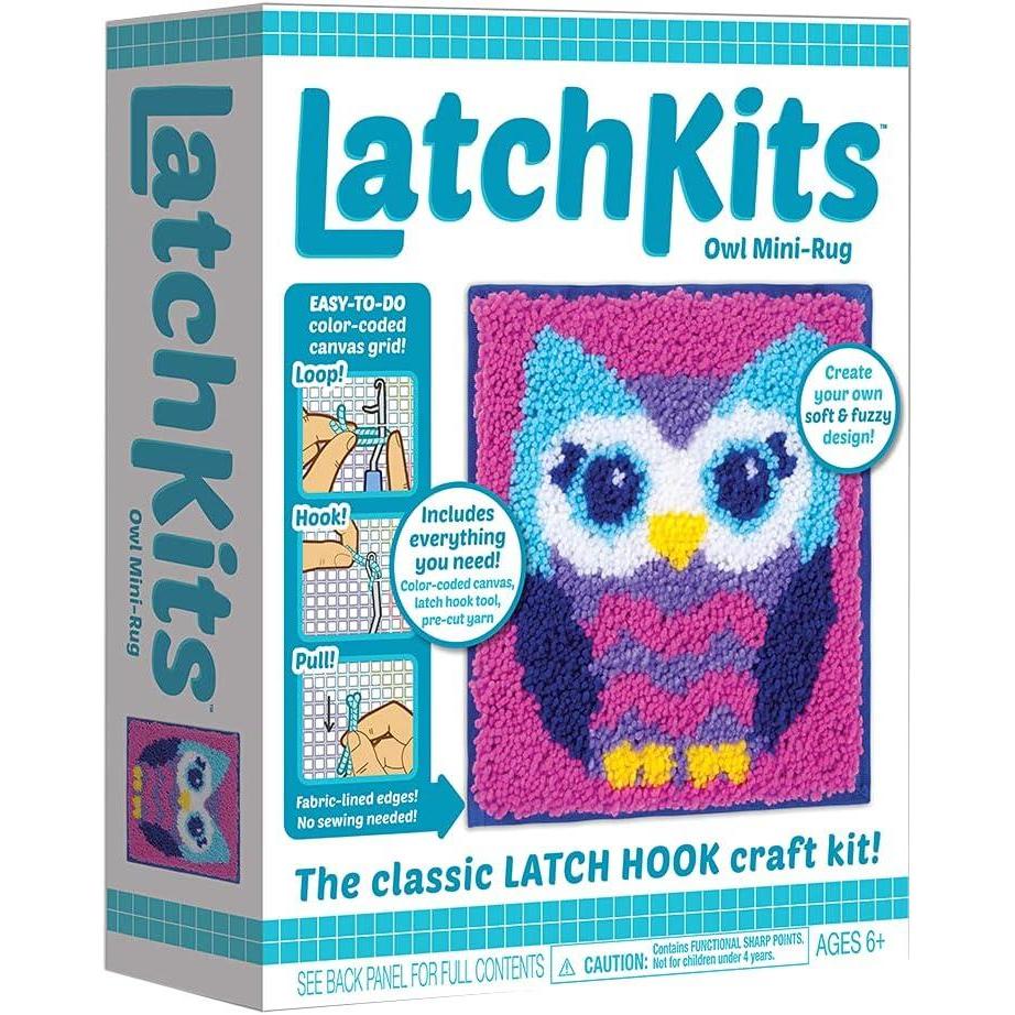 image:imageLatchKits Latch Hook Kits for Kids  Kids Crafts Arts and Crafts Yarn Art Wall Hanging amp MiniRugs Craft Supplies PreCut Yarn Easy to Follow Pattern Hook Included Arts amp Craft Ages 6Owl