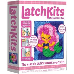 LatchKits Latch Hook Kits for Kids – Kids Crafts, Arts and Crafts, Yarn Art, Wall Hanging & Mini-Rugs, Craft Supplies, Pre-Cut Yarn, Easy to Follow Pattern, Hook Included, Arts & Craft, Ages 6+(Mermaid)