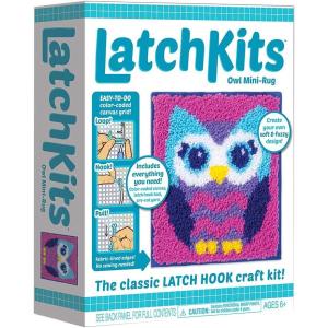 LatchKits Latch Hook Kits for Kids – Kids Crafts, Arts and Crafts, Yarn Art, Wall Hanging & Mini-Rugs, Craft Supplies, Pre-Cut Yarn, Easy to Follow Pattern, Hook Included, Arts & Craft, Ages 6+(Owl)