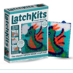 LatchKits Latch Hook Kits for Kids – Kids Crafts, Arts and Crafts, Yarn Art, Wall Hanging & Mini-Rugs, Craft Supplies, Pre-Cut Yarn, Easy to Follow Pattern, Hook Included, Arts & Craft, Ages 6+(Dragon)
