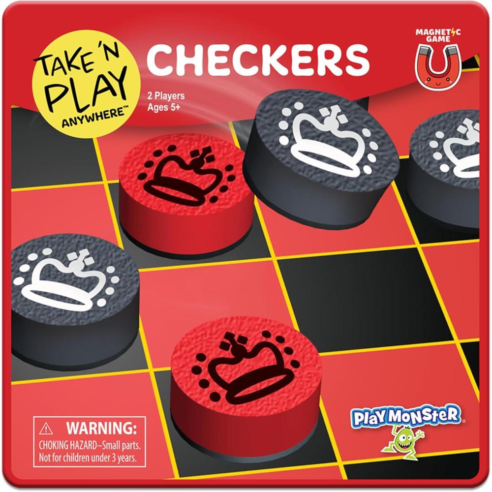 image:imagePlayMonster Take N Play Anywhere  Checkers  Magnetic Travel Game  Fun on The Go  for Ages 4Checkers